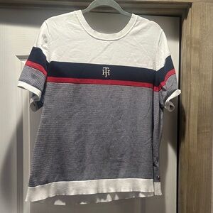 Tommy Hilfiger Navy and Red Striped Tee